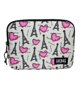 Jacbag Paris Gri/Pembe Kadın/Kız Çocuk Tablet Çantası/Kılıfı (Suya Dayanıklı Malzeme) (Çok Renkli)