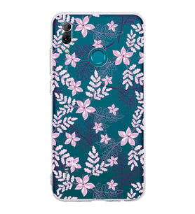 Huawei P Smart 2019  Kamera korumalı Kapak Floral Pudra Tasarımlı  Şeffaf Kılıf