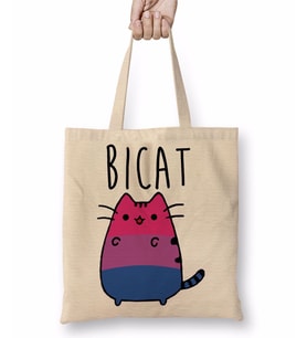 Bıcat Kedi Bez Çanta Uzun Saplı