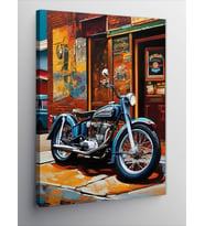 Kanvas Tablo Retro Motosiklet
