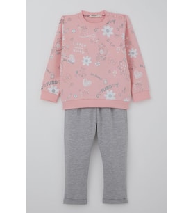 Breeze Kız Çocuk Eşofman Takımı Pati Masalı Pantolonu Fiyonk Detaylı 1-4 Yaş, Pembe