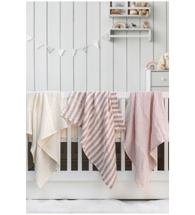 Müslin Örtü & Battaniye 3'lü Set %100 Pamuk Oeko-teks Sertifikalı 80x80 Cm