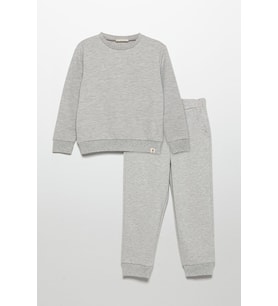 İnce Çizgili Sweatshirt Jogger Gri Alt Üst Takım