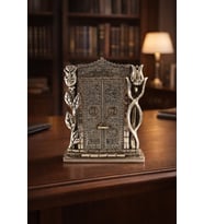 Allah & Muhammed (S.A.V) Taş İşlemeli Gümüş Biblo Kâbe Kapısı Taşlı Figürlü Masa Üstü Biblo 25 cm (Çok Renkli)