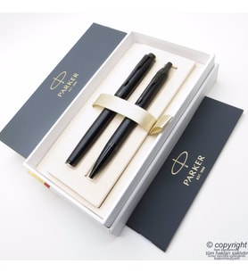 Parker IM Mat Metal Siyah BT Dolma Kalem + Tükenmez Kalem Set  İsme Özel Kalem  Hediyelik Kalem
