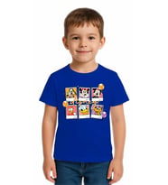 Unisex Disney Baskılı Çocuk Tişört pamuklu penye kumaş (Saks Mavisi)
