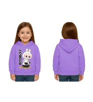 Unisex Baskılı Çocuk Swaetshirt Labubu Baskılı Kapüşonlu 3 İplik Şardonlu (Lila)
