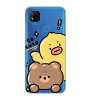 Redmi 9C / Redmi 10A Uyumlu Sevimli Ördek ve Ayıcık Desenli Şeffaf Telefon Kılıfı