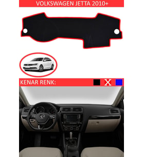 Volkswagen Jetta 2010+ Için Uygun Torpido Koruma Halısı Siyah Kenar Renk Kırmızı