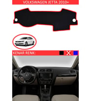 Volkswagen Jetta 2010+ Için Uygun Torpido Koruma Halısı Siyah Kenar Renk Kırmızı