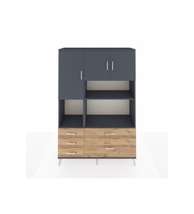 Hyperion Dolap 8 Raflı 5 Çekmeceli 3 Kapaklı 132x44x195 Antrasit-Antrasit/Çam