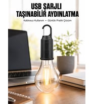 Şarjlı Dekoratif Kamp Lambası Askılı Ampul Led Işık Type-c Girişli