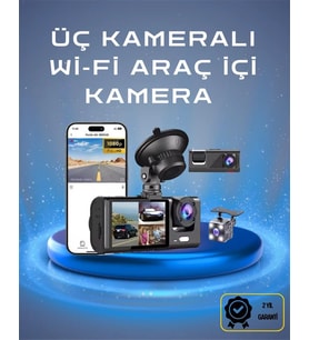 Üç Kameralı 1080p Full HD Araç İçi Kamera – G-Sensörlü ve Gece Görüşlü