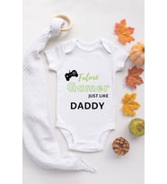 Erkek Ekru Bebek Gamer Daddy Baskılı Çıtçıtlı