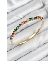 Pirinç Renkli Zirkon Taşlı Kalp Model Gold Renk Kadın Kelepçe - TJ-BB7682
