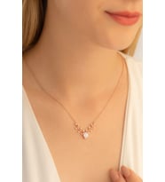 Vog -  Zirkon Taşlı Geyik Kafası Motifli Rose Altın Kaplama Gümüş Kolye