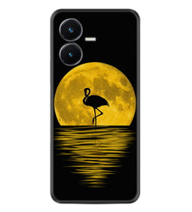 Vivo Y22S Kılıf Silikon Desen Özel Seri Ay ve Flamingo 1775
