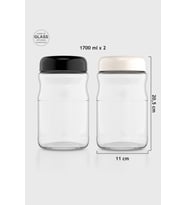 Renga Mono 1700 ml 2'li Cam Kavanoz Seti 131076 Siyah-Bej (Çok Renkli)