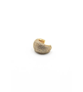 Zirkon Taşlı Kalın Halka Earcuff – Gold, Sıkıştırmalı, Anti Alerjik Kıkırdak Küpe