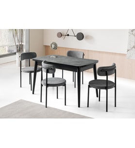 Alfa Mdf Açılır Mutfak Masa Sandalyeli Takım 75*130cm (Ceviz)