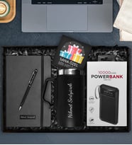 Kişiye Özel Çelik Bardak Termos & Defter & Touch Pen Kalem & Powerbank Hediye Seti