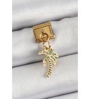 Mey İthalat® 316L Çelik Sallantılı Zirkon Taşlı Palmiye Ağacı Model Renk Nomination Charm