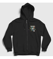 Presmono Unisex Siyah Rocket Nasa Space Uzay Fermuarlı Kapüşonlu Sweatshirt 369417tt