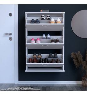 Modilayn VARBİ Asma Antre 72 x 115 x 26 cm’lik 3 Düşer Kapak 6 Göz Bölmeli Ayakkabılık