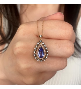 Elmas Pırlanta ve Safir Taşlı Kolye EK37