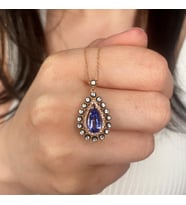 Elmas Pırlanta ve Safir Taşlı Kolye EK37