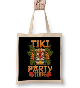 Adorable & Cute Tiki Party Time Island Luau Bez Çanta Uzun Saplı