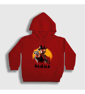 Presmono Unisex Çocuk Kırmızı Cover Oyun Red Dead Redemption Kapüşonlu Sweatshirt 507592tt