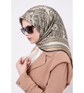 Lesscarves Pamuk İpek Eşarp Etnik Desenli LS2205