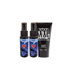 2 Adet Machoman 60 ml Erkeklere geciiktirici Sprey + Hotxxl Erkek Penis Büyütücü Krem
