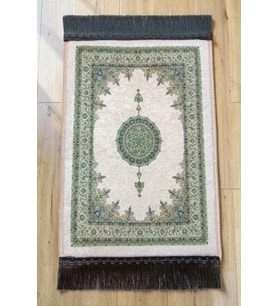 Mini Alın Seccadesi Kaymaz Taban Desenli Cep Tipi Seyahat Namaz Seccadesi - Krem