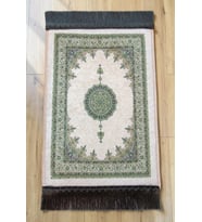 Mini Alın Seccadesi Kaymaz Taban Desenli Cep Tipi Seyahat Namaz Seccadesi - Krem