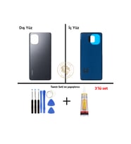 Uyumlu Xiaomi Mi 11 Gece Yarısı Grisi Arka Pil Kapağı Batarya Kapağı Lazer Kesim + Yapıştırıcı ve Vida Seti
