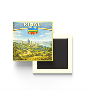 Retro Ruanda Kigali Şehri Temalı Vintage Buzdolap Magneti – 9x9 cm