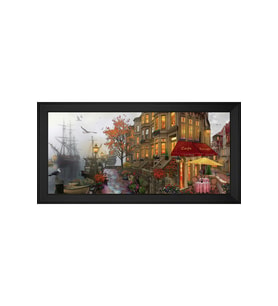 Manzara Temalı Kanvas Tablo 80 x 110 cm Siyah Çerçeve