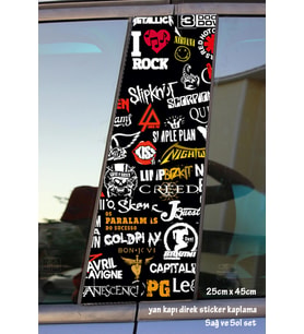 rock metalci sticker yan kapı direk kaplama 2li sol sağ takım yapıştırma