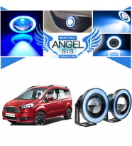 Ford Tourneo Courier Uyumlu, Universal Mercekli Led Angel Sis Farı, 76mm Buz Mavi Renk