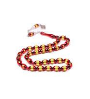 Sarı Kırmızı Sürmeli Toz Kehribar Tesbih 12x8 mm