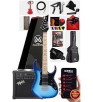 Maxword DE-150BL-25AMP Maple Klavye HH Yüksek Kaliteli 25W Amfili Elektro Gitar Seti
