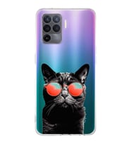PrintiFy Oppo A94  ile Uyumlu 1mm Slim Fit Kedi 3 050d Baskılı Şeffaf  Kılıf