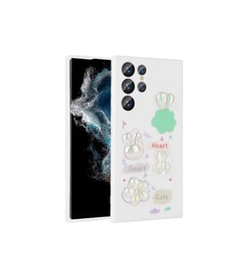 Samsung Galaxy S23 Ultra Uyumlu Kılıf Kabartma Figürlü Parlak Zore Toys Silikon Kapak (Beyaz)