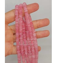 Pembe Kuvars Taşı Rondela Kesim 6x1.5mm Dizi (49404)