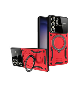 Galaxy S25 Ultra Kılıf Joy Lens Standlı Kapak - Kırmızı