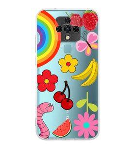 PrintiFy Tecno Camon 16 ile Uyumlu 1mm Slim Fit Water Color 5 Baskılı Şeffaf  Kılıf