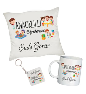 Anaokulu Anasınıfı Okul Öncesi Öğretmenine İsimli Hediye Seti - Öğretmenler Günü Hediyesi
