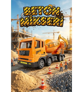 Sarı Sürtmeli Oyuncak Beton Mikseri İnşaat Kamyonu 17 cm - Eğitici Büyük Boy Erkek Çocuk Hediyesi